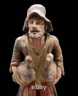 VENDEUR D'OIES bois XVIII ème / bois sculpté