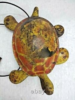 Vieux Vintage Multicolore Tortoise à Tirer Mécanique Litho Imprimé Boite Jouet