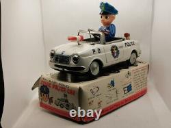 Vintage 1960 Jouet en tole tin toys TN Nomura Japon Comic Police car (25cm)