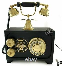 Vintage Antique Vieux Siècle Cadran Rotatif Téléphone Combiné Bureau