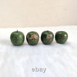 Vintage Bois Vert Apple Fruits Caché Mobile Insecte Intérieur Effrayant 4 Pièces