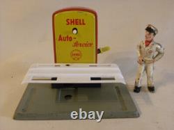 Vintage Jouet En Tole Pont Elevateur Auto Service Shell Tankstelle Gama Arnold
