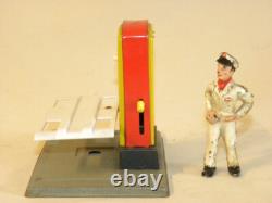 Vintage Jouet En Tole Pont Elevateur Auto Service Shell Tankstelle Gama Arnold