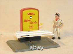 Vintage Jouet En Tole Pont Elevateur Auto Service Shell Tankstelle Gama Arnold