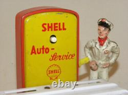 Vintage Jouet En Tole Pont Elevateur Auto Service Shell Tankstelle Gama Arnold
