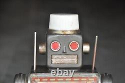 Vintage Noir Fin Éclairage Litho Robot Batterie Boite Jouet, Japon