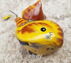 Vintage Rare Chat Chasing Papillon à Remonter Litho Boite Toytop Travail Japon