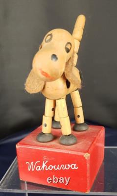 WAKOUWA Un Chien En Bois France jouet articulé ancien
