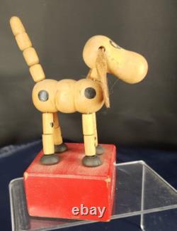 WAKOUWA Un Chien En Bois France jouet articulé ancien