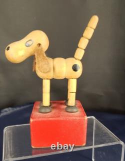 WAKOUWA Un Chien En Bois France jouet articulé ancien