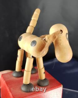 WAKOUWA Un Chien En Bois France jouet articulé ancien