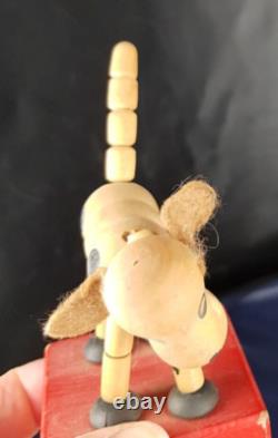 WAKOUWA Un Chien En Bois France jouet articulé ancien