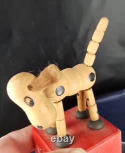 WAKOUWA Un Chien En Bois France jouet articulé ancien