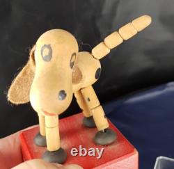 WAKOUWA Un Chien En Bois France jouet articulé ancien