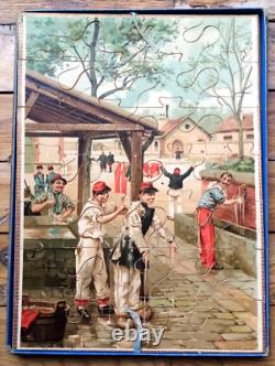 XIXe? GRANDE BOITE DE 3 PUZZLES JEU ANCIEN MILITARIA Guerre de 1870 Escrime