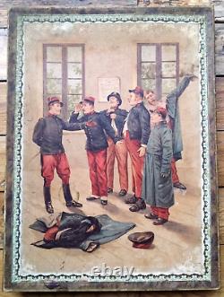 XIXe? GRANDE BOITE DE 3 PUZZLES JEU ANCIEN MILITARIA Guerre de 1870 Escrime